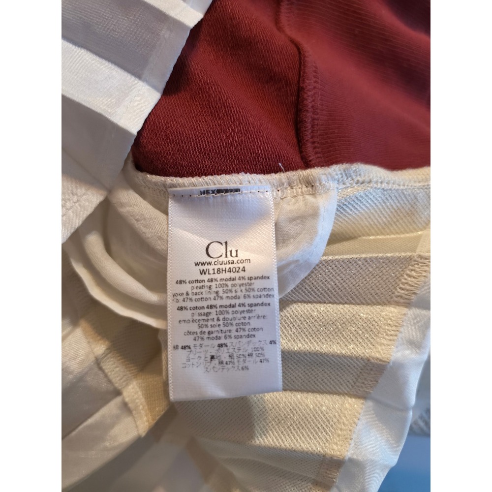 Clu Mixed Media Pleated Midi Dress XS Burgundy Colorblock Mock Neck WL18H4024 - Picture 4 of 11